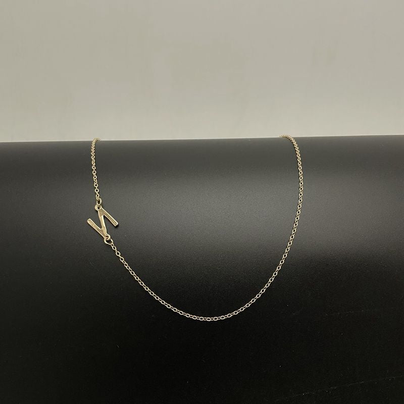 Initial Necklaces For Women, Dainty Gold Letter Necklace 14k Gold Plated Sideways Initial Necklace Cute Name Simple Choker Necklaces For Women Trendy Jewelry Gifts