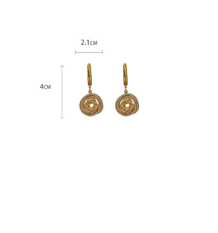 Diamond Circle 925 Silver Needle Earrings