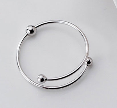 925 Sterling Silver Trendy Simple Beads No Fade Gold rings