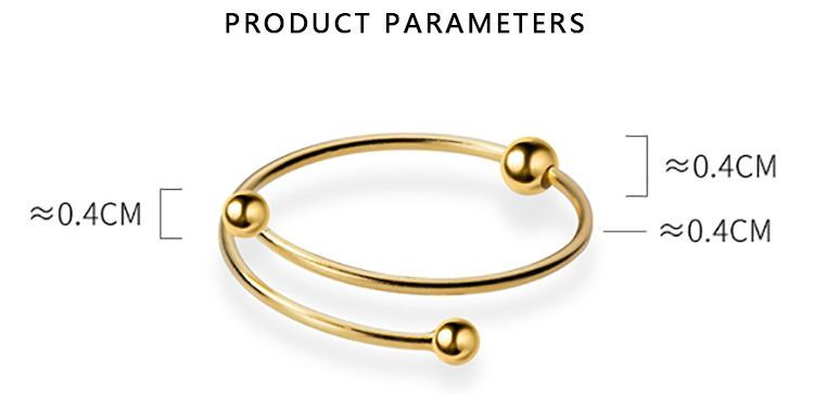 925 Sterling Silver Trendy Simple Beads No Fade Gold rings