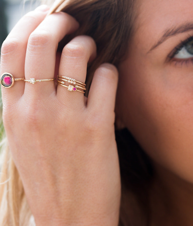 European And American Rings 18k Gold Triple Ring With Diamonds And Zircon Bracelets Hot Sale Jewelry