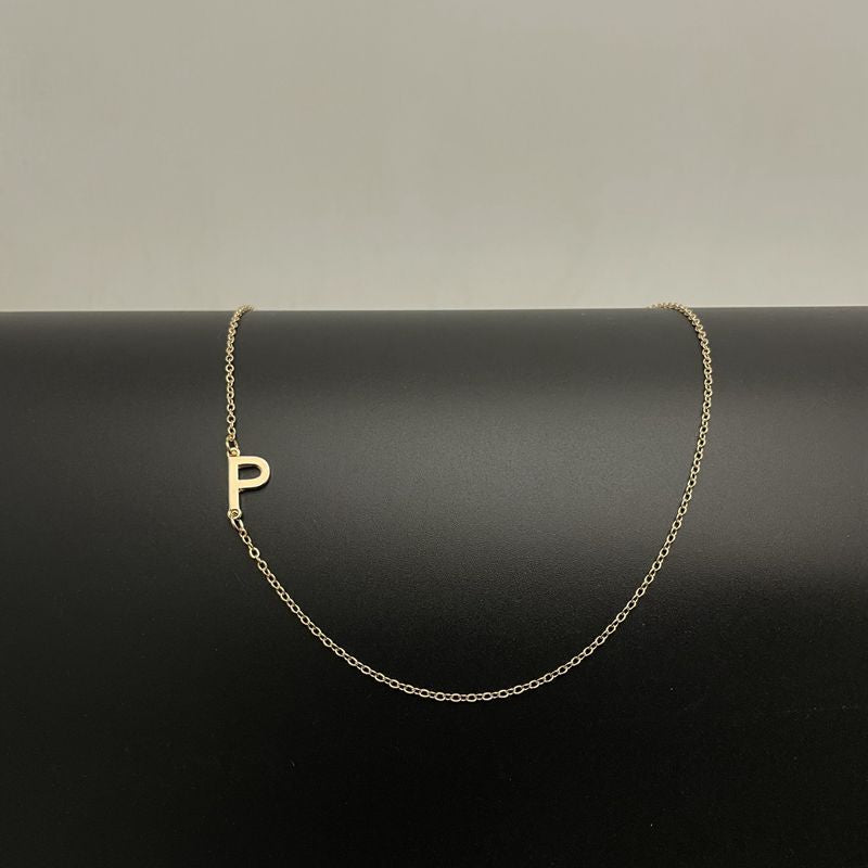 Initial Necklaces For Women, Dainty Gold Letter Necklace 14k Gold Plated Sideways Initial Necklace Cute Name Simple Choker Necklaces For Women Trendy Jewelry Gifts