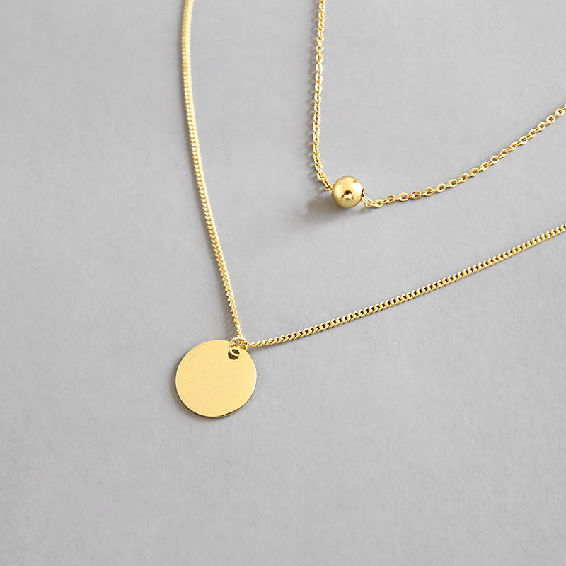 925 Sterling Silver Necklace Female Geometric Round Necklace