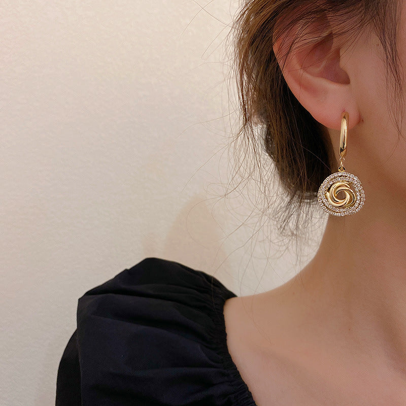 Diamond Circle 925 Silver Needle Earrings