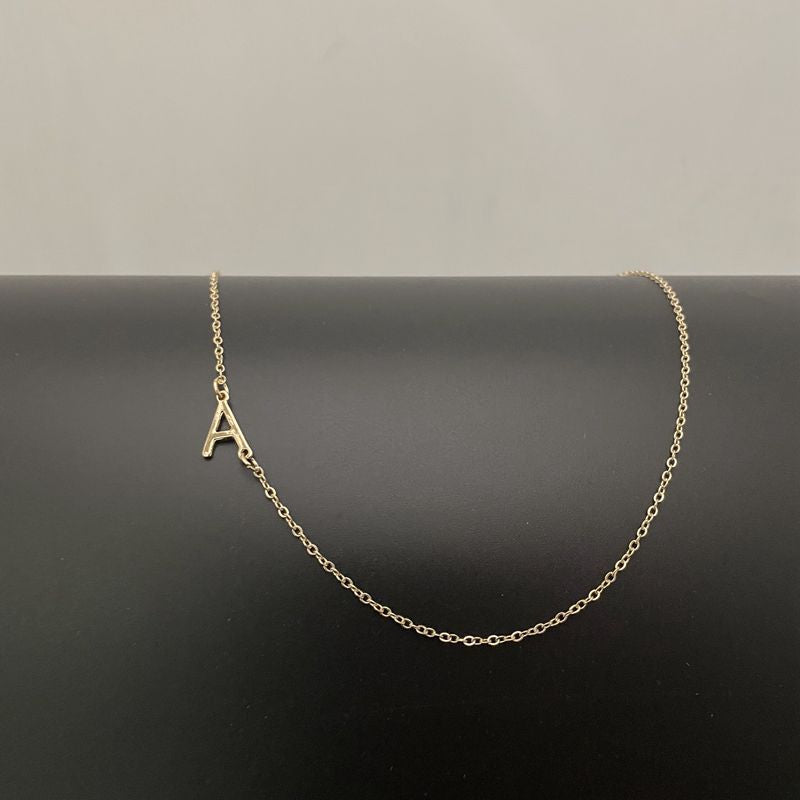 Initial Necklaces For Women, Dainty Gold Letter Necklace 14k Gold Plated Sideways Initial Necklace Cute Name Simple Choker Necklaces For Women Trendy Jewelry Gifts