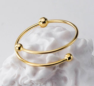 925 Sterling Silver Trendy Simple Beads No Fade Gold rings