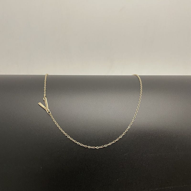Initial Necklaces For Women, Dainty Gold Letter Necklace 14k Gold Plated Sideways Initial Necklace Cute Name Simple Choker Necklaces For Women Trendy Jewelry Gifts