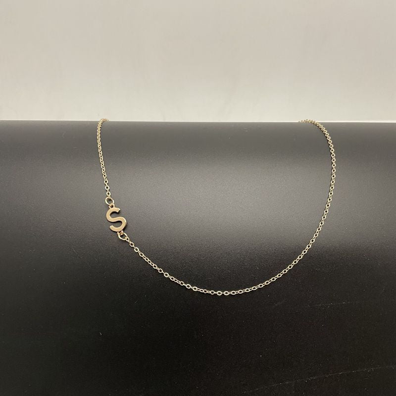 Initial Necklaces For Women, Dainty Gold Letter Necklace 14k Gold Plated Sideways Initial Necklace Cute Name Simple Choker Necklaces For Women Trendy Jewelry Gifts