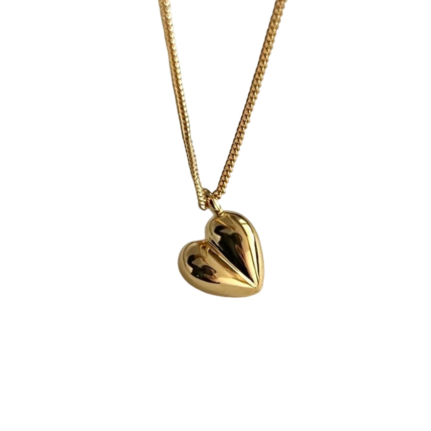 925 Loving Heart In Sterling Silver INS Three-dimensional Gold Ornament Simple Necklace Female