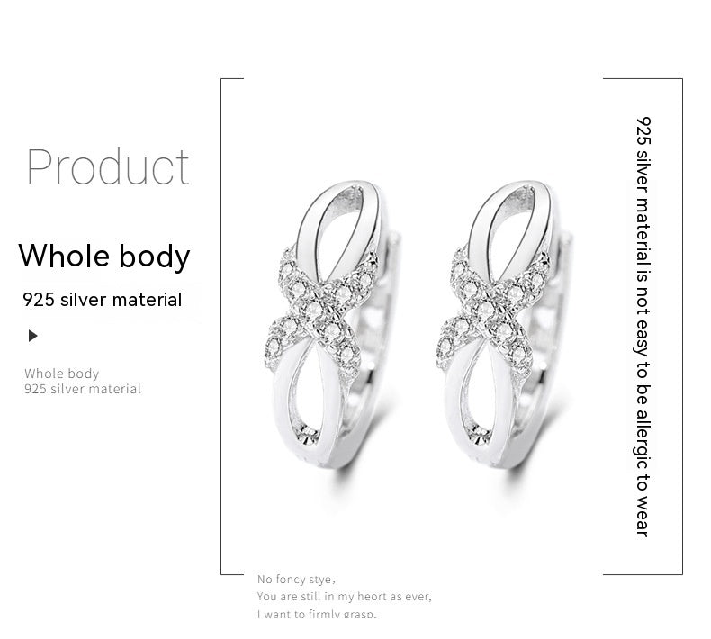925 Silver Diamond Bow Circular Earrings
