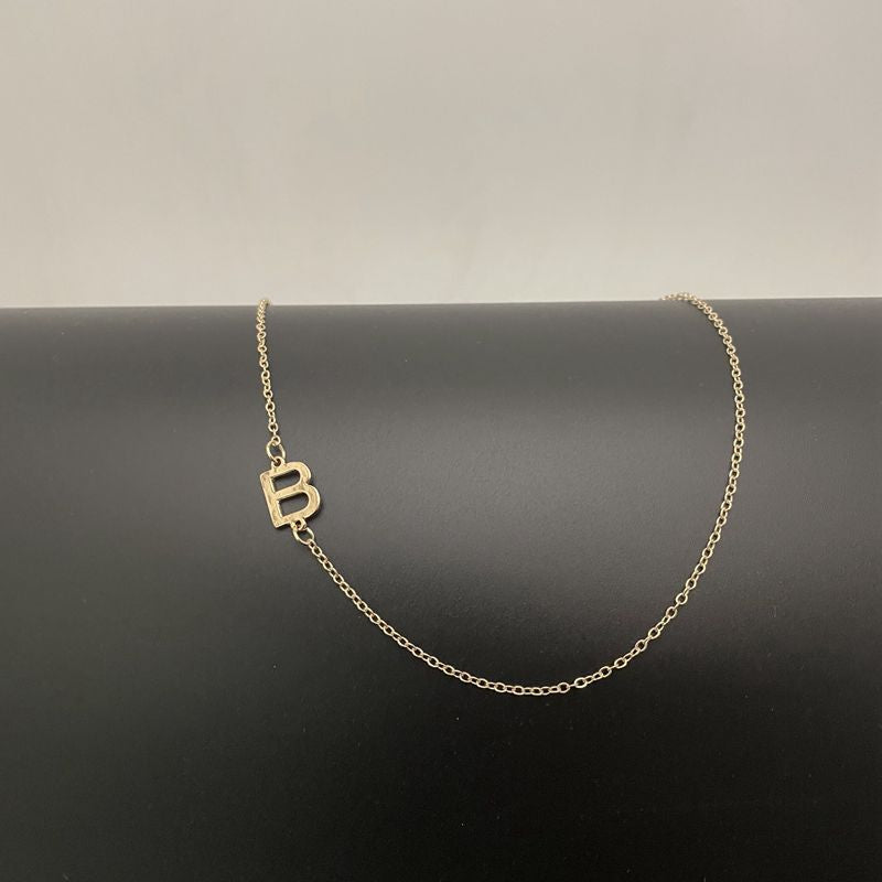 Initial Necklaces For Women, Dainty Gold Letter Necklace 14k Gold Plated Sideways Initial Necklace Cute Name Simple Choker Necklaces For Women Trendy Jewelry Gifts