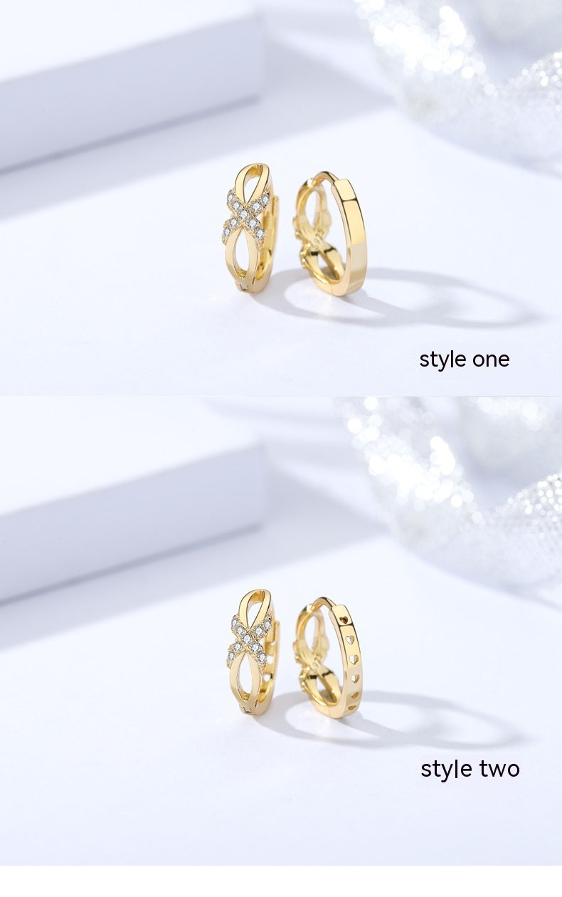 925 Silver Diamond Bow Circular Earrings