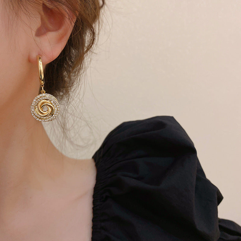 Diamond Circle 925 Silver Needle Earrings