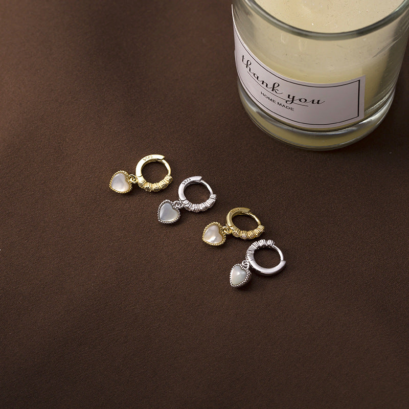 925 Sterling Silver Love Shell Earrings