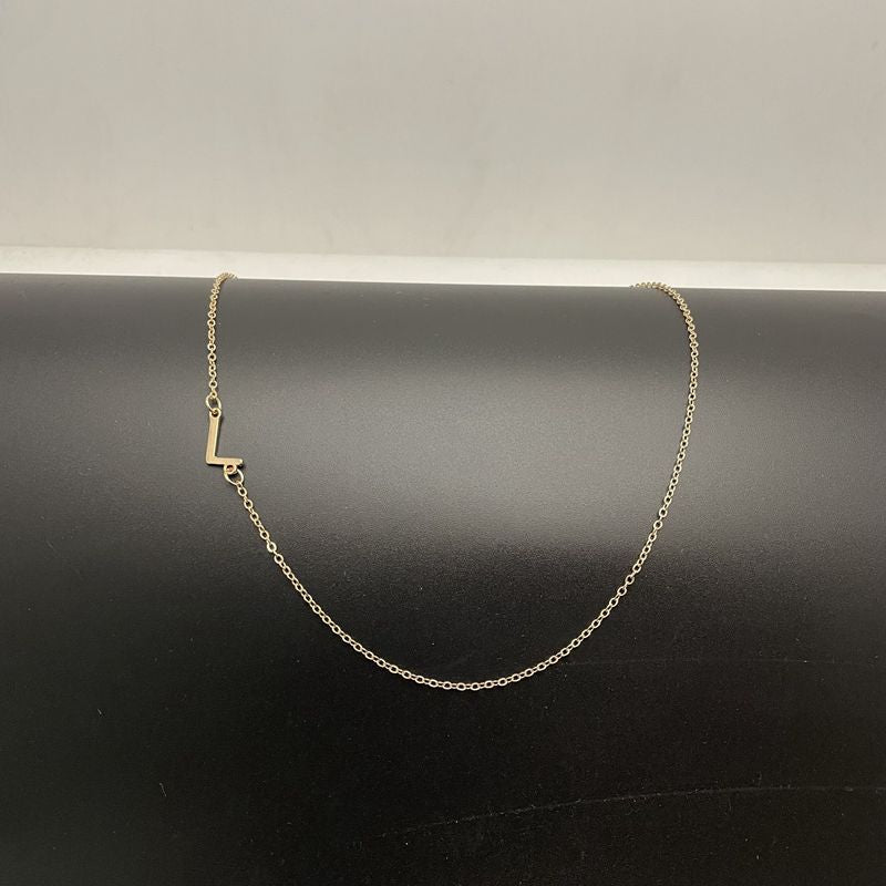 Initial Necklaces For Women, Dainty Gold Letter Necklace 14k Gold Plated Sideways Initial Necklace Cute Name Simple Choker Necklaces For Women Trendy Jewelry Gifts