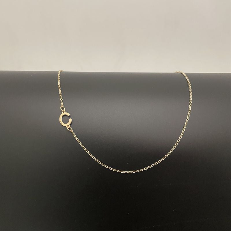 Initial Necklaces For Women, Dainty Gold Letter Necklace 14k Gold Plated Sideways Initial Necklace Cute Name Simple Choker Necklaces For Women Trendy Jewelry Gifts