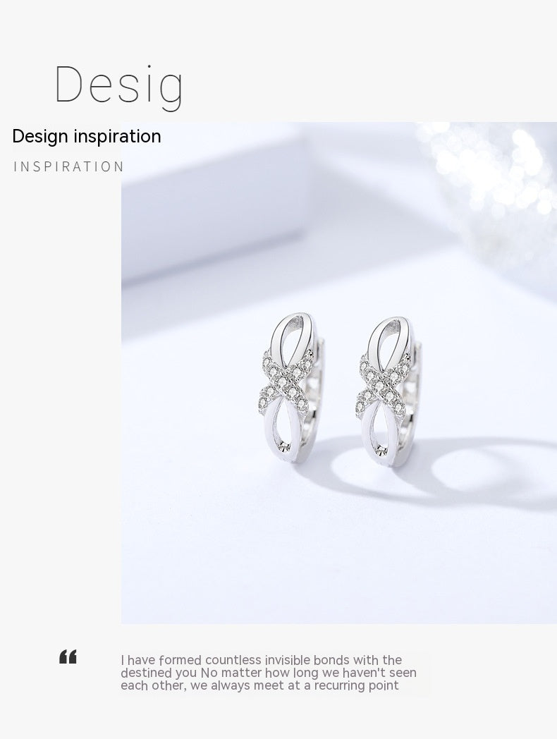 925 Silver Diamond Bow Circular Earrings