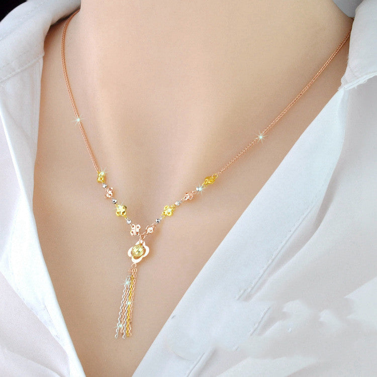 925 Sterling Silver 18K Color Gold Necklace
