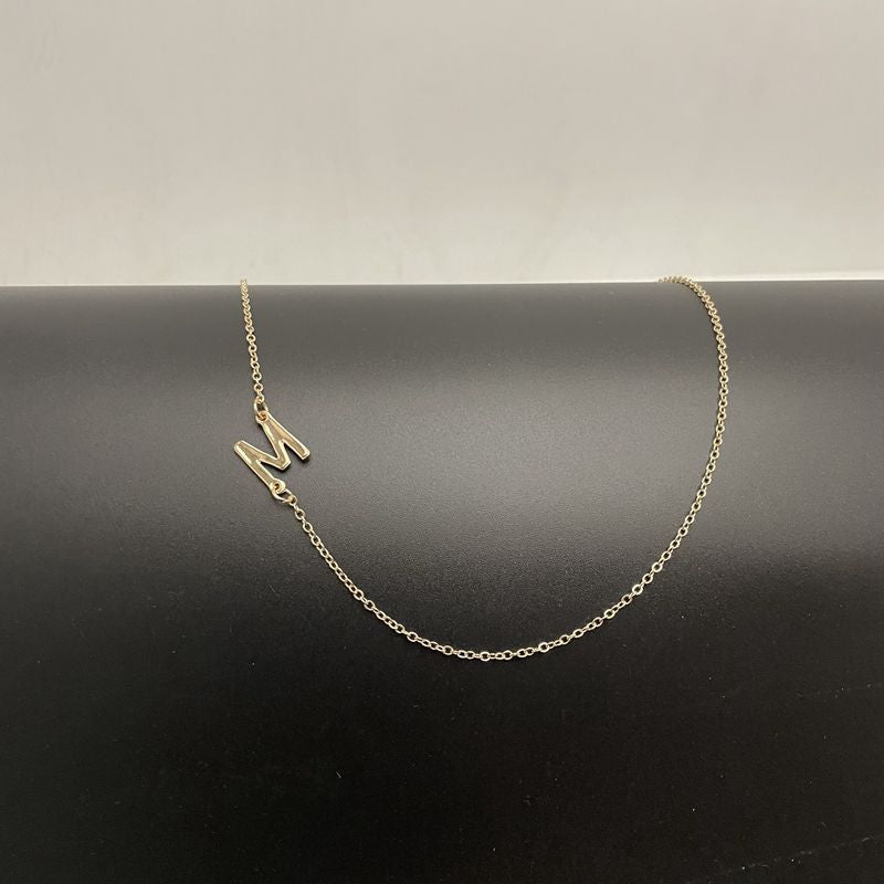 Initial Necklaces For Women, Dainty Gold Letter Necklace 14k Gold Plated Sideways Initial Necklace Cute Name Simple Choker Necklaces For Women Trendy Jewelry Gifts